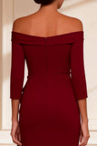 Burgundy Mermaid Asymmetrical Mother of the Bride Dress with Sleeves