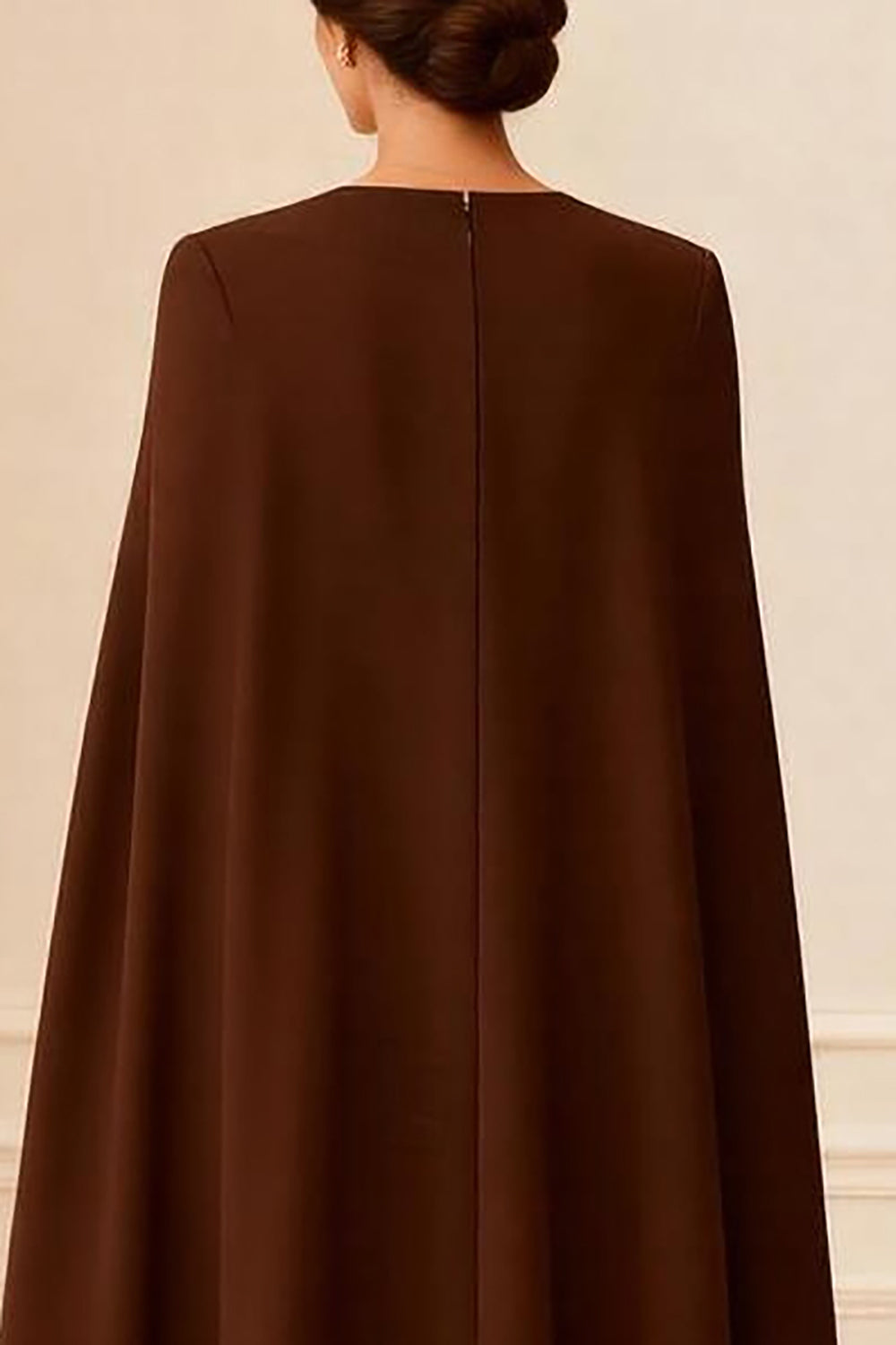 Chocolate Double Breasted Midi Mother of the Bride Dress with Cape