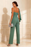 Sage Green Ruffled One Shoulder Long Mother of the Bride Jumpsuit