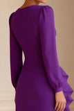 Purple V-Neck Ruffled Asymmetrical Mother of the Bride Dress with Slit