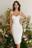 Ivory Thick Straps Bodycon Short Corset Engagement Dress