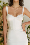 Ivory Thick Straps Bodycon Short Corset Engagement Dress