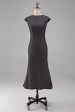 Simple White Crew Neck Bodycon Ruched Midi Rehearsal Dinner Dress