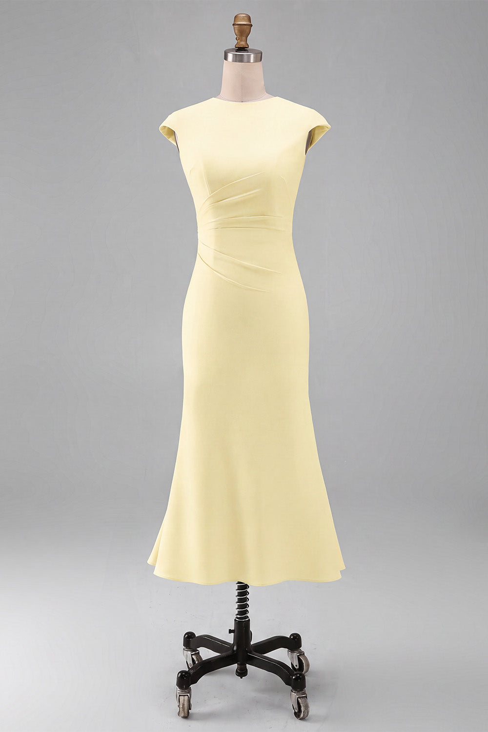 Simple White Crew Neck Bodycon Ruched Midi Rehearsal Dinner Dress