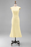 Simple White Crew Neck Bodycon Ruched Midi Rehearsal Dinner Dress