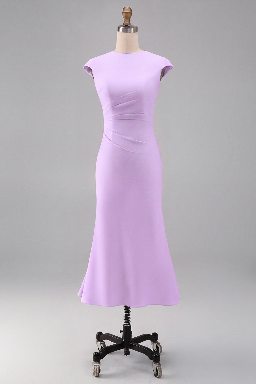 Simple White Crew Neck Bodycon Ruched Midi Rehearsal Dinner Dress