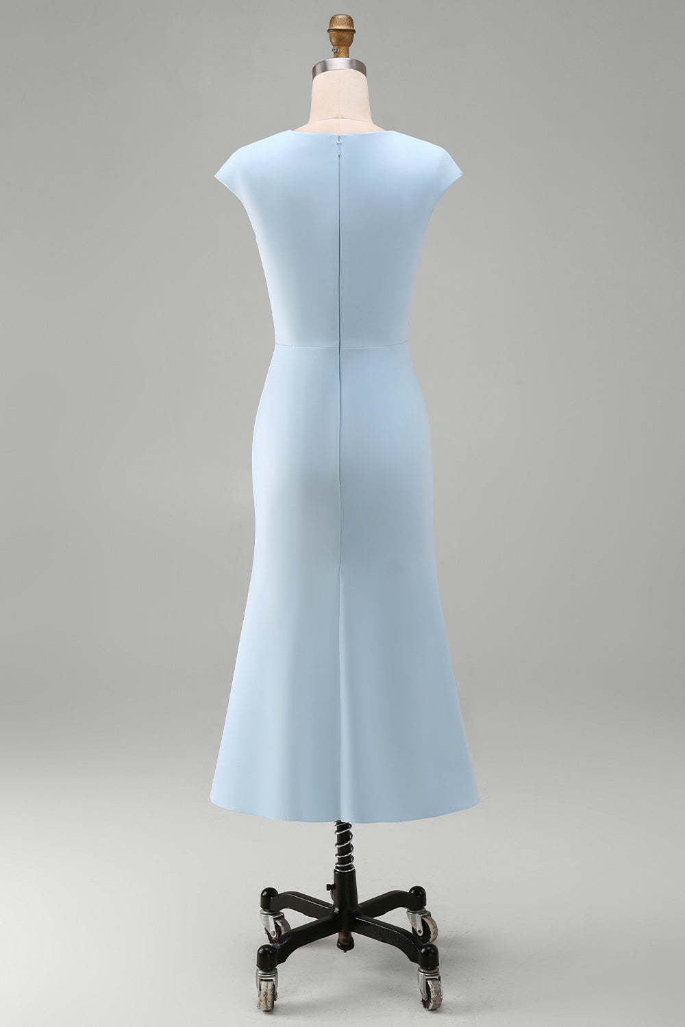 Simple White Crew Neck Bodycon Ruched Midi Rehearsal Dinner Dress