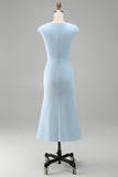 Simple White Crew Neck Bodycon Ruched Midi Rehearsal Dinner Dress