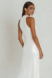 Sparkly White Sequins Sheath Maxi Engagement Dress