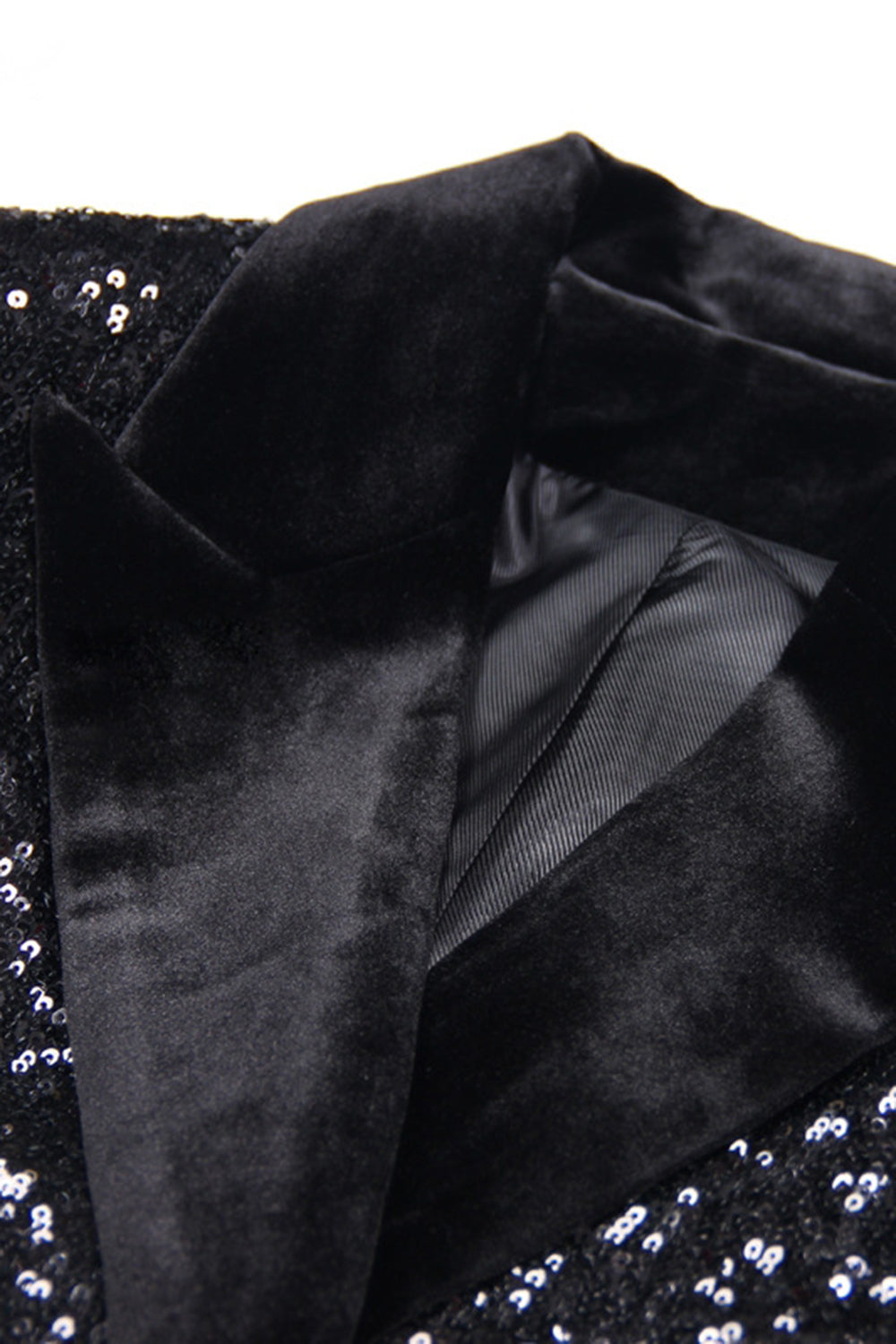 Sparkly Black Sequin Peak Lapel Women Prom Blazer