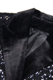 Sparkly Black Sequin Peak Lapel Women Prom Blazer