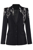 Sparkly Black Shawl Lapel Women Prom Blazer Jacket with Rhinestones
