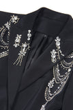 Sparkly Black Shawl Lapel Women Prom Blazer Jacket with Rhinestones