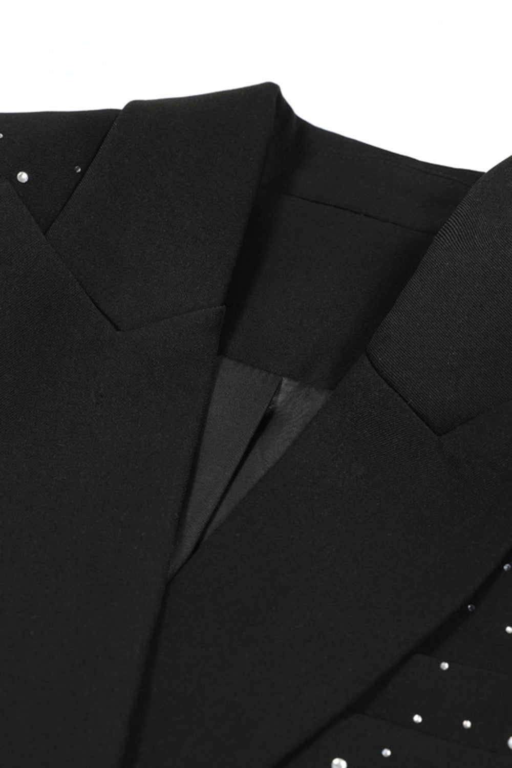 Sparkly Black Peak Lapel Beaded Women Prom Blazer with Sleeves