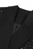 Sparkly Black Peak Lapel Beaded Women Prom Blazer with Sleeves