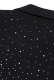 Sparkly Black Peak Lapel Beaded Women Prom Blazer with Sleeves