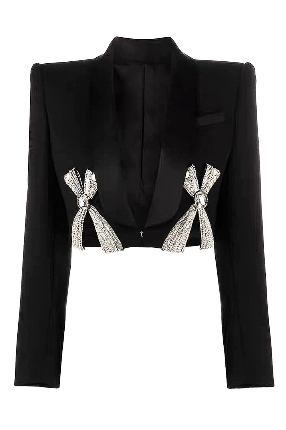 Sparkly Black Shawl Lapel Women Prom Blazer with Bows