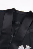 Sparkly Black Shawl Lapel Women Prom Blazer with Bows