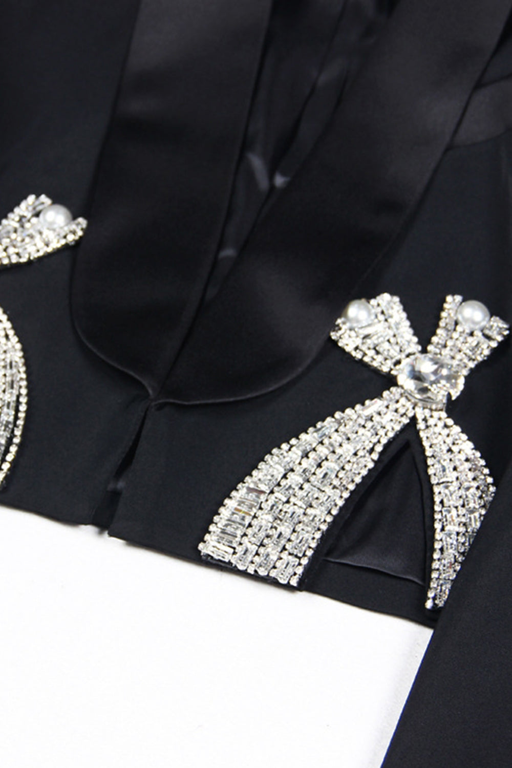Sparkly Black Shawl Lapel Women Prom Blazer with Bows