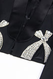 Sparkly Black Shawl Lapel Women Prom Blazer with Bows