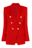 Red Shawl Lapel Double Breasted Women Prom Blazer