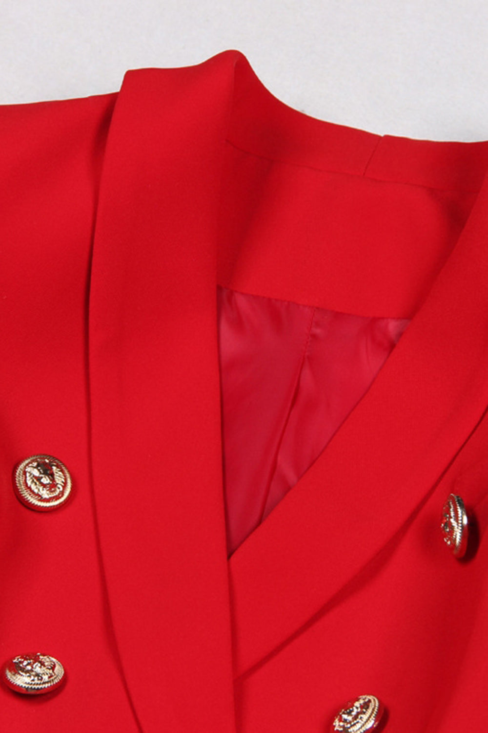 Red Shawl Lapel Double Breasted Women Prom Blazer