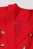 Red Shawl Lapel Double Breasted Women Prom Blazer