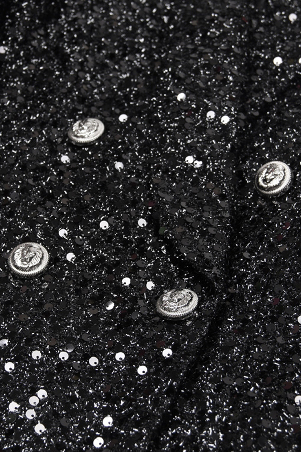 Sparkly Black Sequin Shawl Lapel Women Prom Blazer with Sleeves