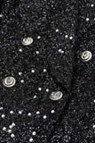 Sparkly Black Sequin Shawl Lapel Women Prom Blazer with Sleeves