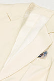2 Piece Ivory Notched Lapel Business Suits with Sash