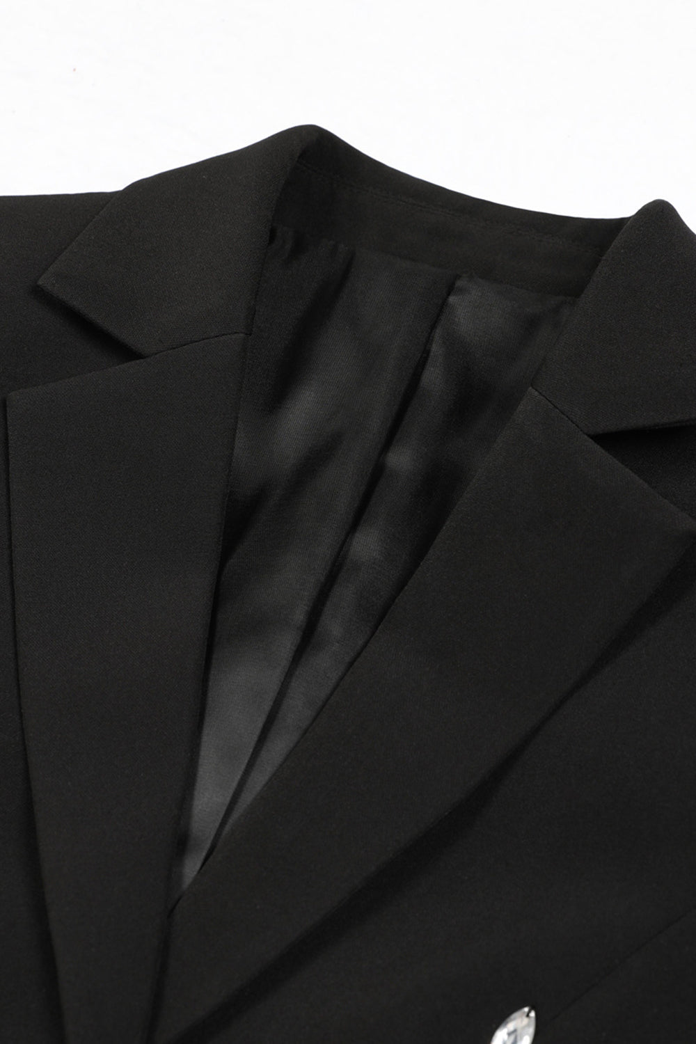 Sparkly Black Sequin Notched Lapel Women Prom Blazer with Rhinestones