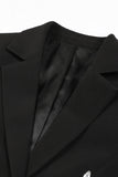 Sparkly Black Sequin Notched Lapel Women Prom Blazer with Rhinestones