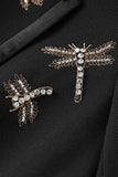 Sparkly Black Notched Lapel Women Prom Blazer with Rhinestones