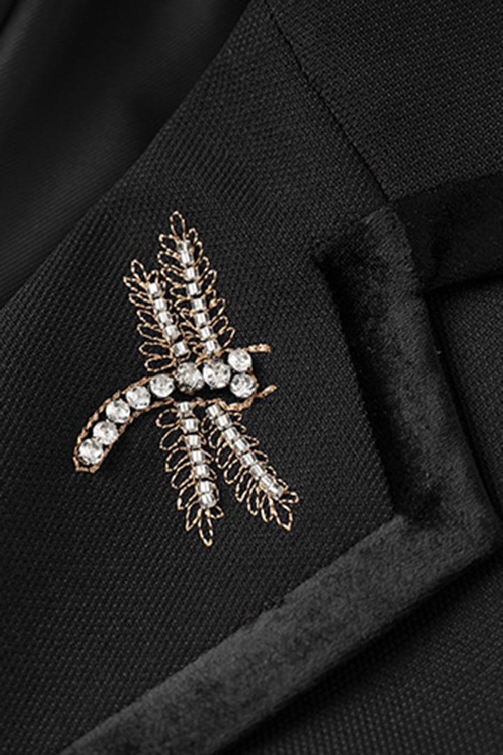 Sparkly Black Notched Lapel Women Prom Blazer with Rhinestones