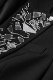 Sparkly Black Beaded Peak Lapel Single Breasted Women Prom Blazer