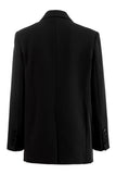 Black Notched Lapel Single Breasted Long Sleeves Women Blazer