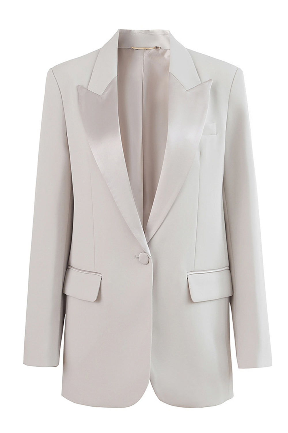 Black Notched Lapel Single Breasted Long Sleeves Women Blazer