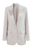 Black Notched Lapel Single Breasted Long Sleeves Women Blazer