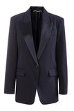 Black Notched Lapel Single Breasted Long Sleeves Women Blazer