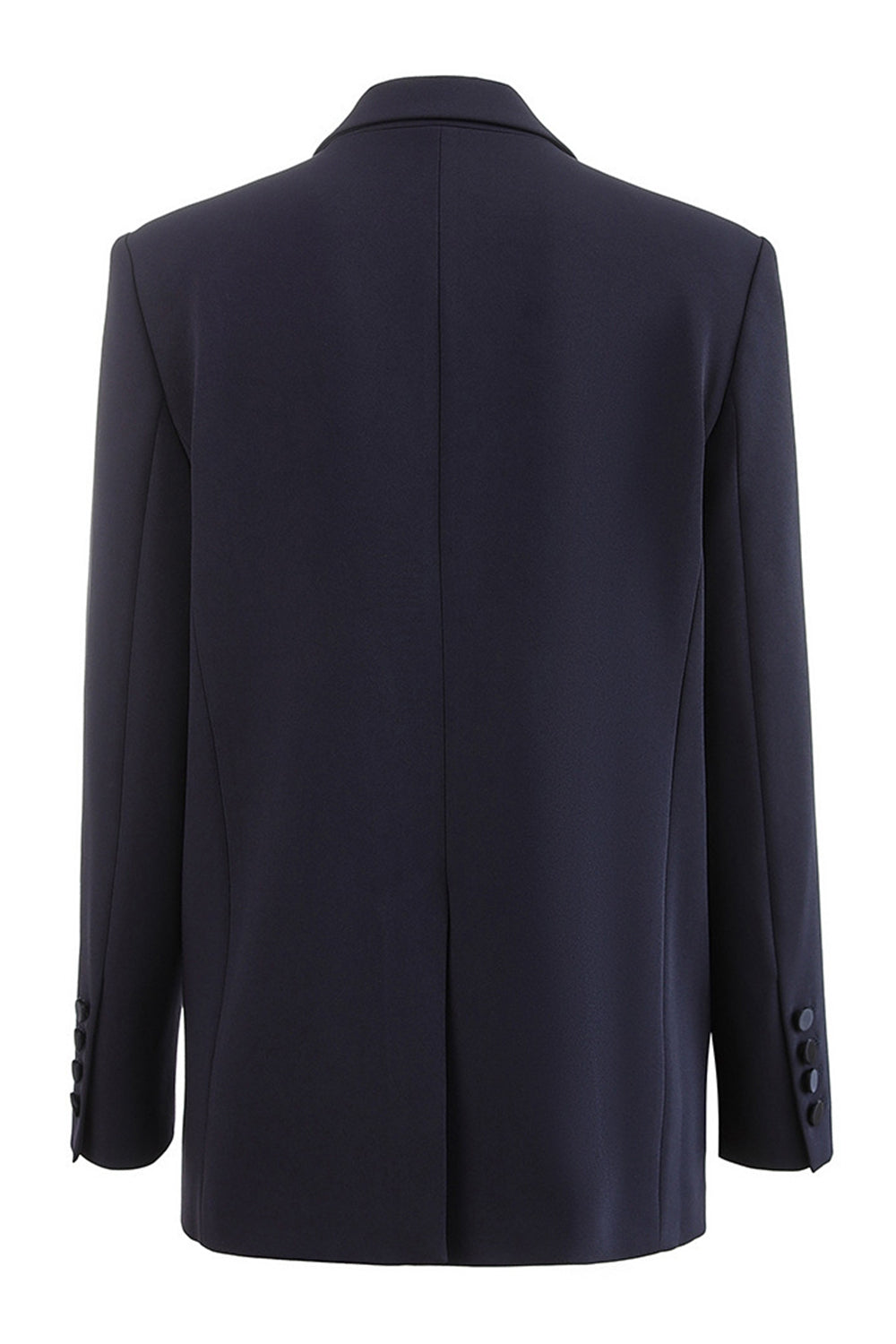 Black Notched Lapel Single Breasted Long Sleeves Women Blazer