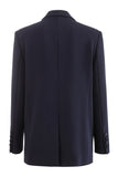 Black Notched Lapel Single Breasted Long Sleeves Women Blazer