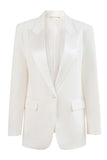 Black Notched Lapel Single Breasted Long Sleeves Women Blazer
