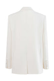 Black Notched Lapel Single Breasted Long Sleeves Women Blazer