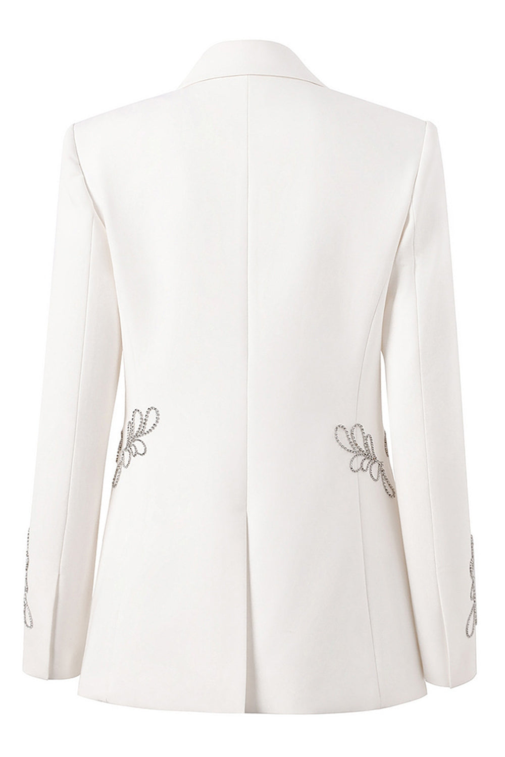 Floral White Beaded Peak Lapel Women Prom Blazer