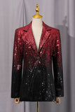 Sparkly Black and Red Sequin Peak Lapel Single Breasted Prom Suits