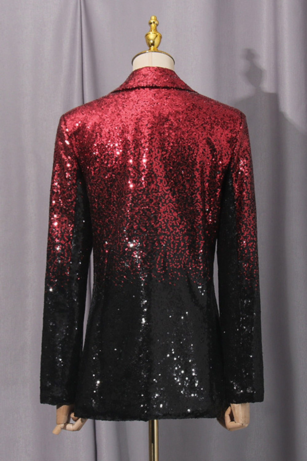 Sparkly Black and Red Sequin Peak Lapel Single Breasted Prom Suits