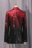Sparkly Black and Red Sequin Peak Lapel Single Breasted Prom Suits