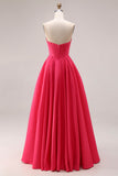 Sparkly Candy Pink A Line Sweetheart Long Corset Prom Dress