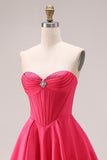Sparkly Candy Pink A Line Sweetheart Long Corset Prom Dress