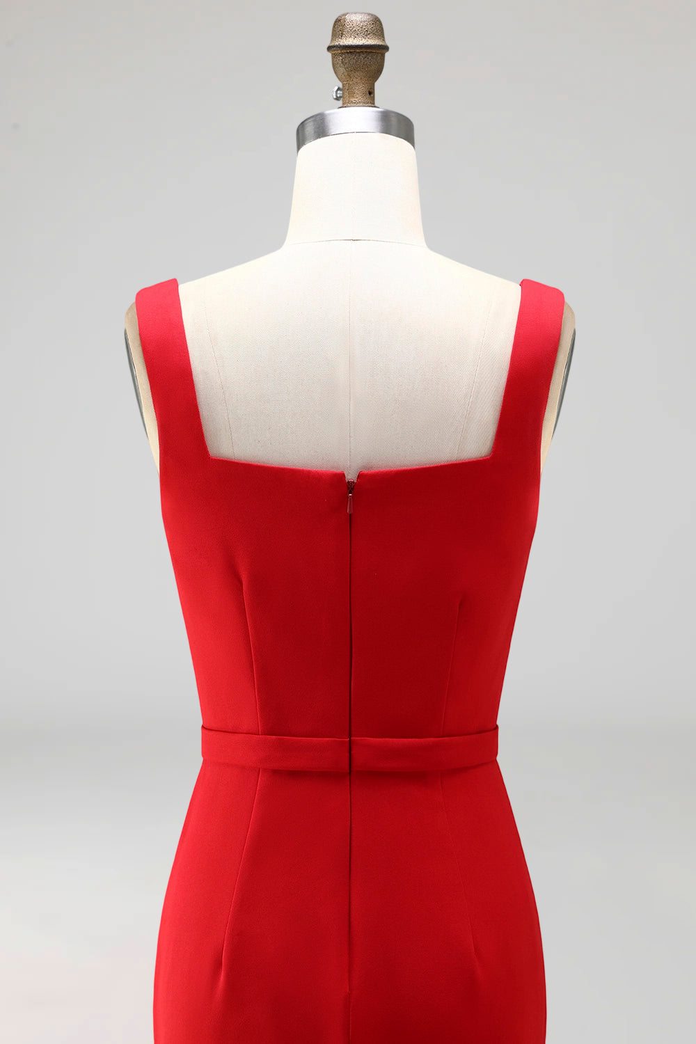Square Neck Knee Length Navy Pencil Work Dress